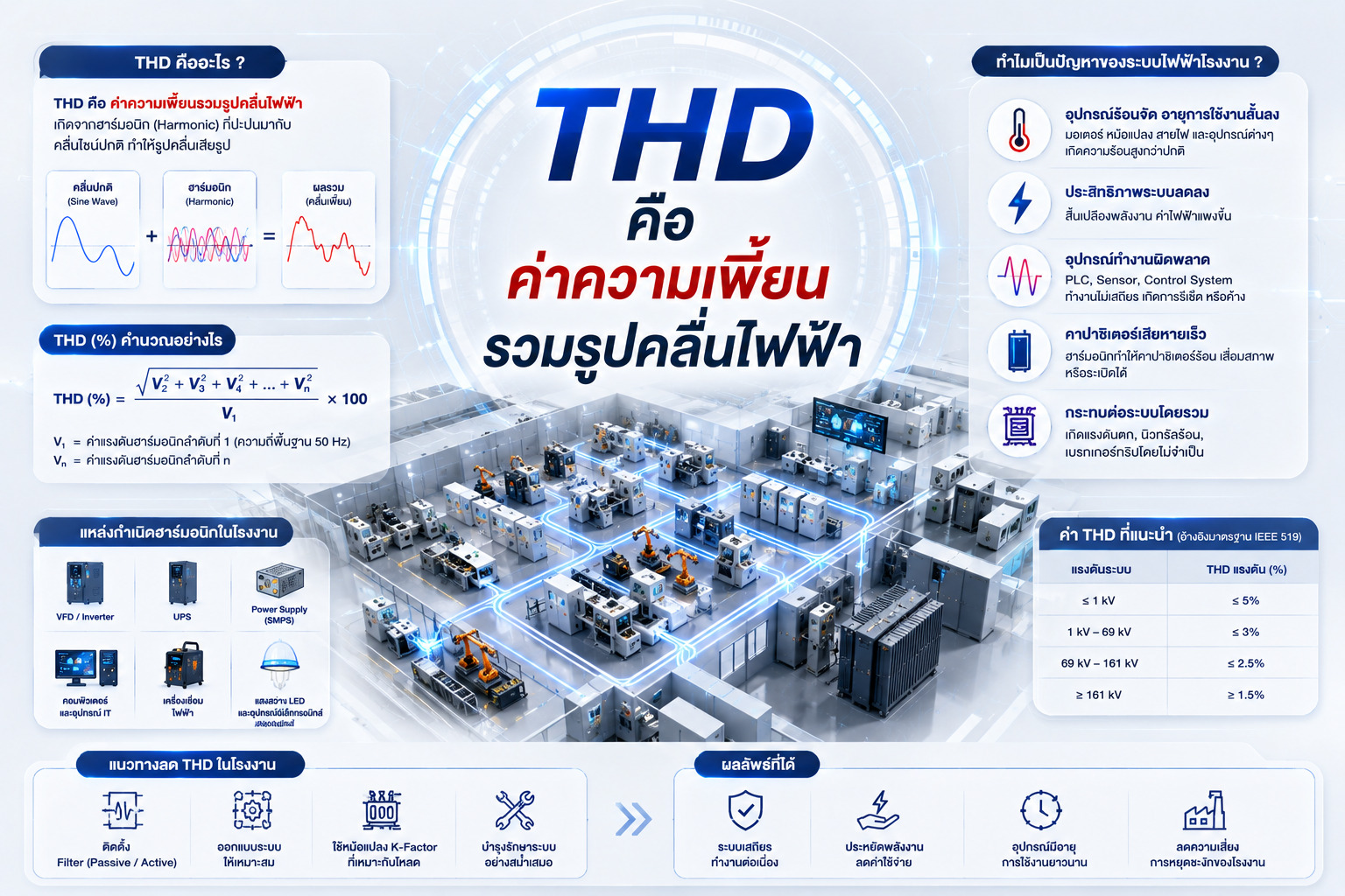 Thd Engineering THD คืออะไร? สำคัญอย่างไรกับระบบไฟฟ้าโรงงาน